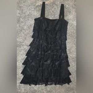 Vintage Laundry by Shelli Segal black multi layered lined dress.